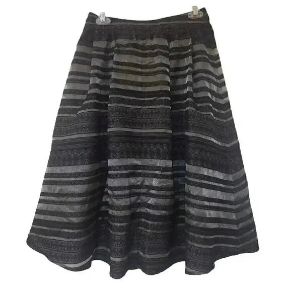 JOA Los Angeles Women's Black Striped Flocking Lined Full Skirt w Netting - Picture 9 of 9